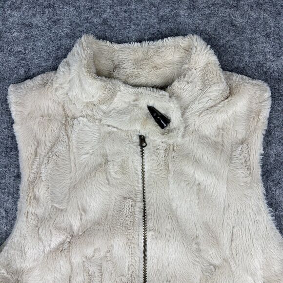 Sanctuary Vest Women Medium Beige Faux Fur Soft Full Zip Tooth Toggle Button - Picture 3 of 12